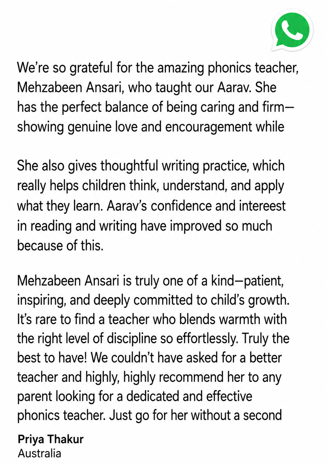 Parent testimonial 5 of 17