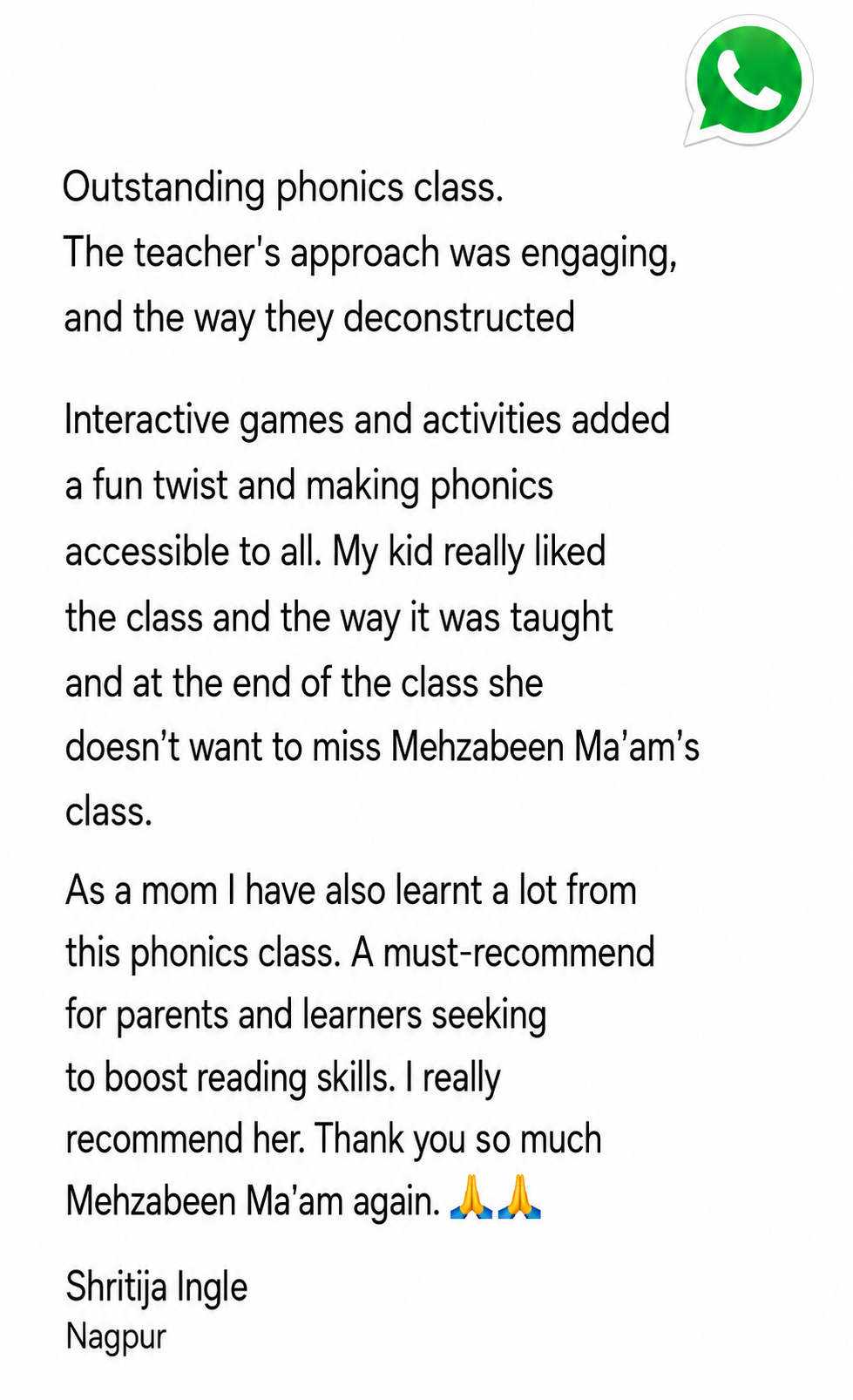 Parent testimonial 10 of 17