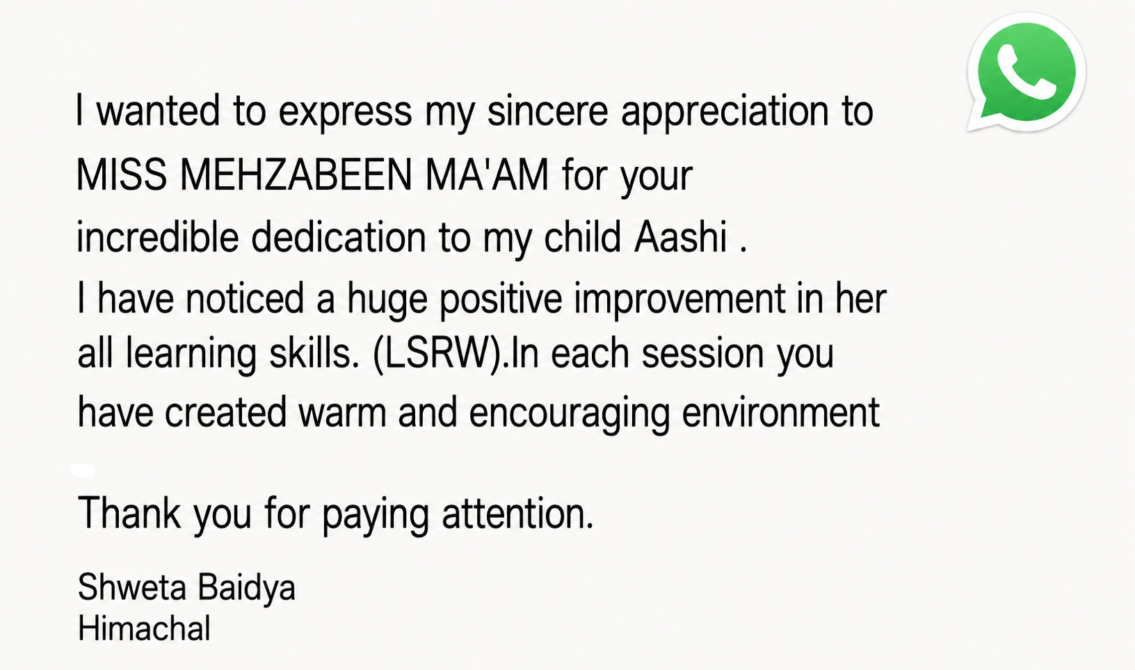 Parent testimonial 12 of 17