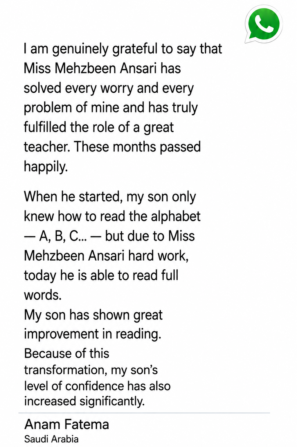 Parent testimonial 13 of 17