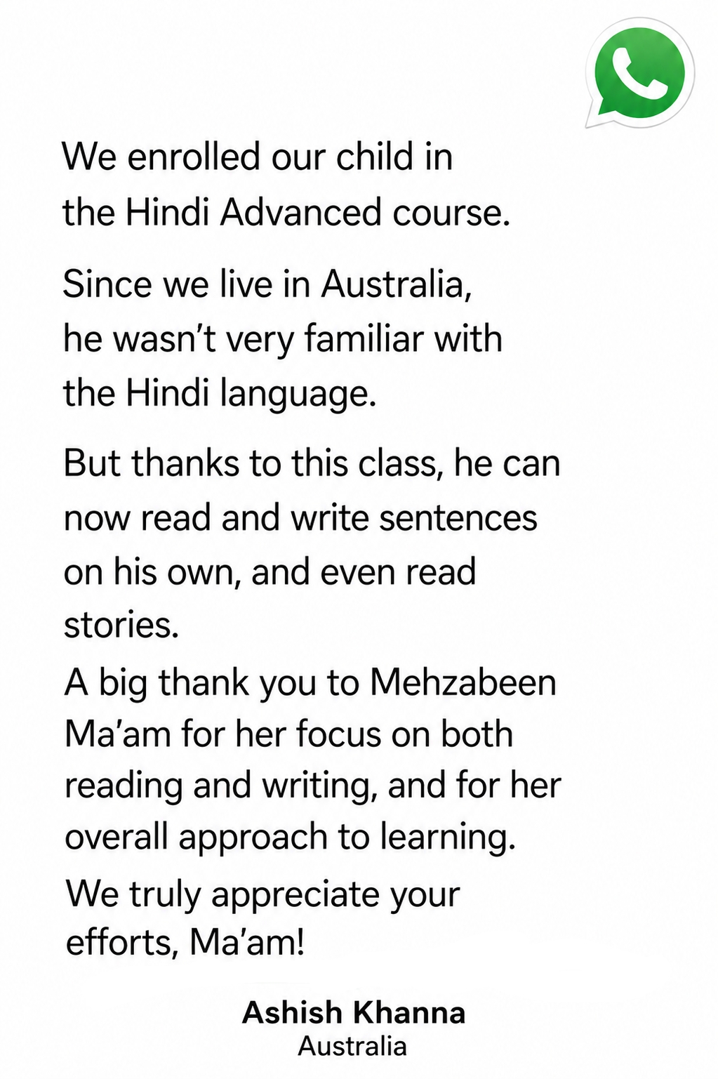 Parent testimonial 15 of 17