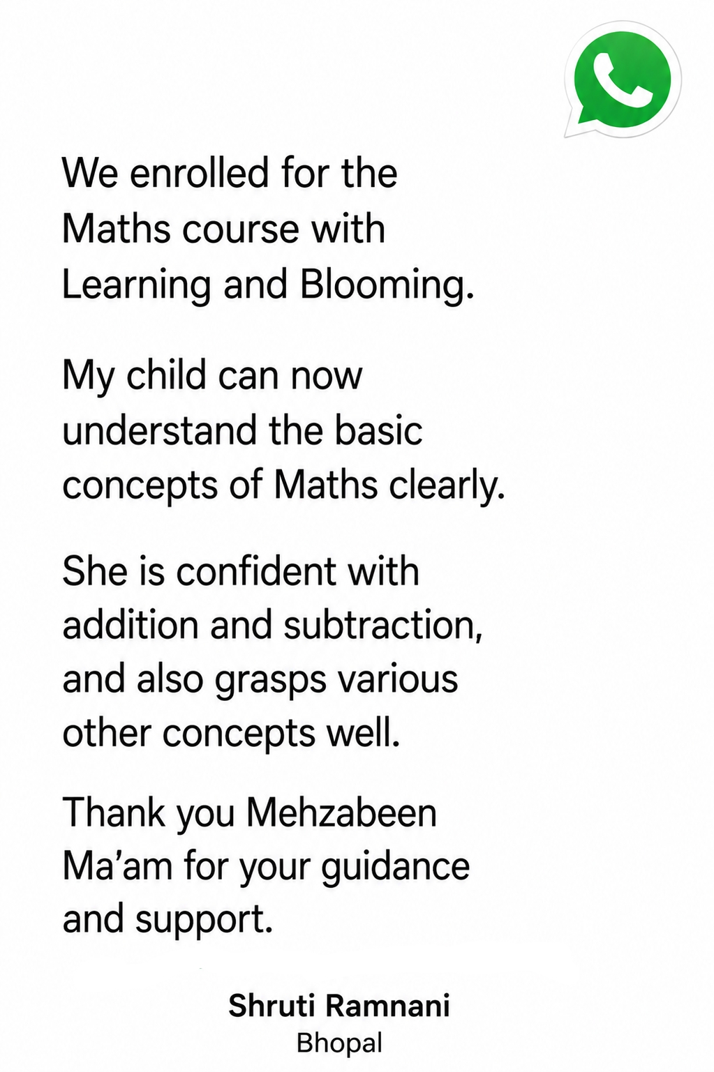 Parent testimonial 16 of 17